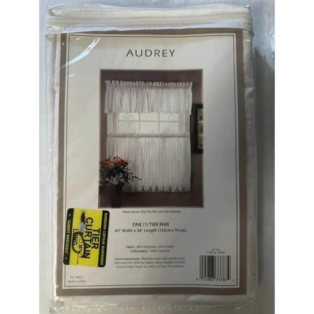 Audrey One Tier Pair 60x36 or 60x24 and One Valance 60x12 NEW